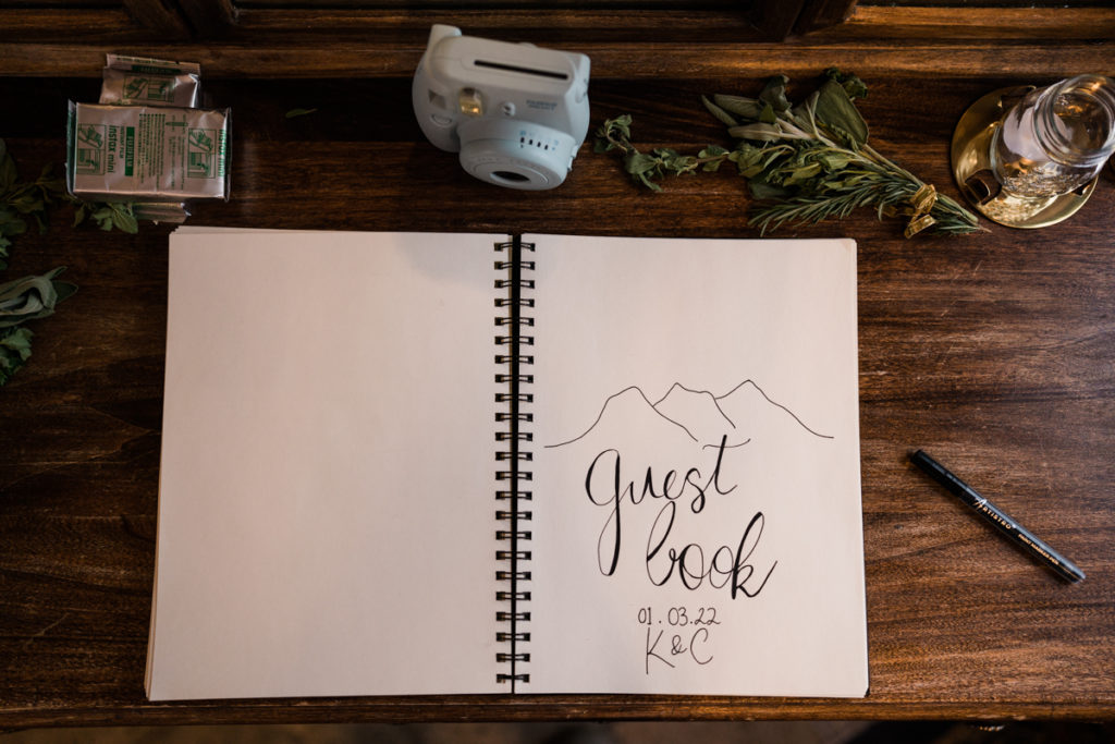Custom guest book at A Bear and Bison Inn. 