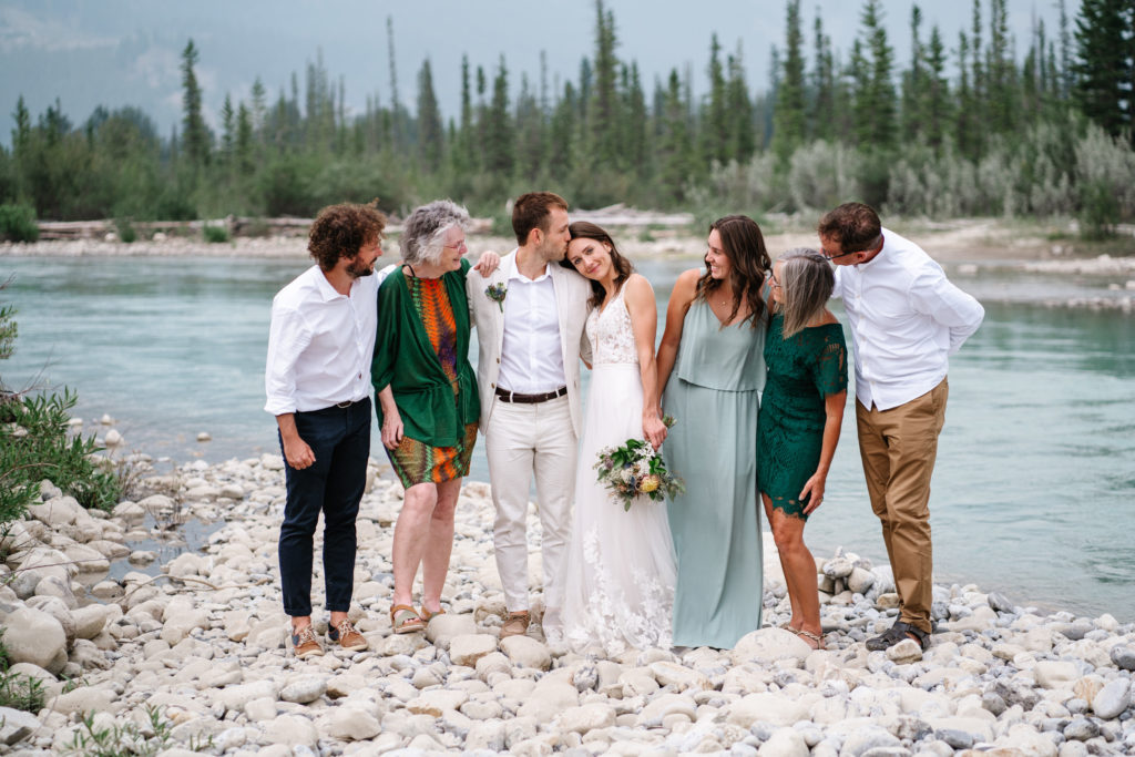 family photos at the snaring river in jasper national park