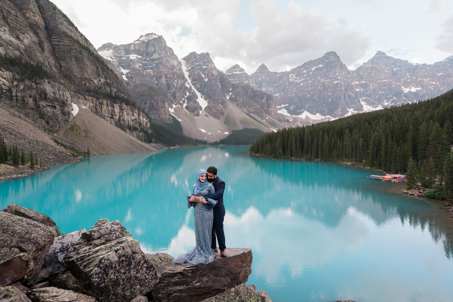 Moraine Lake wedding couple who planned their Banff elopement
